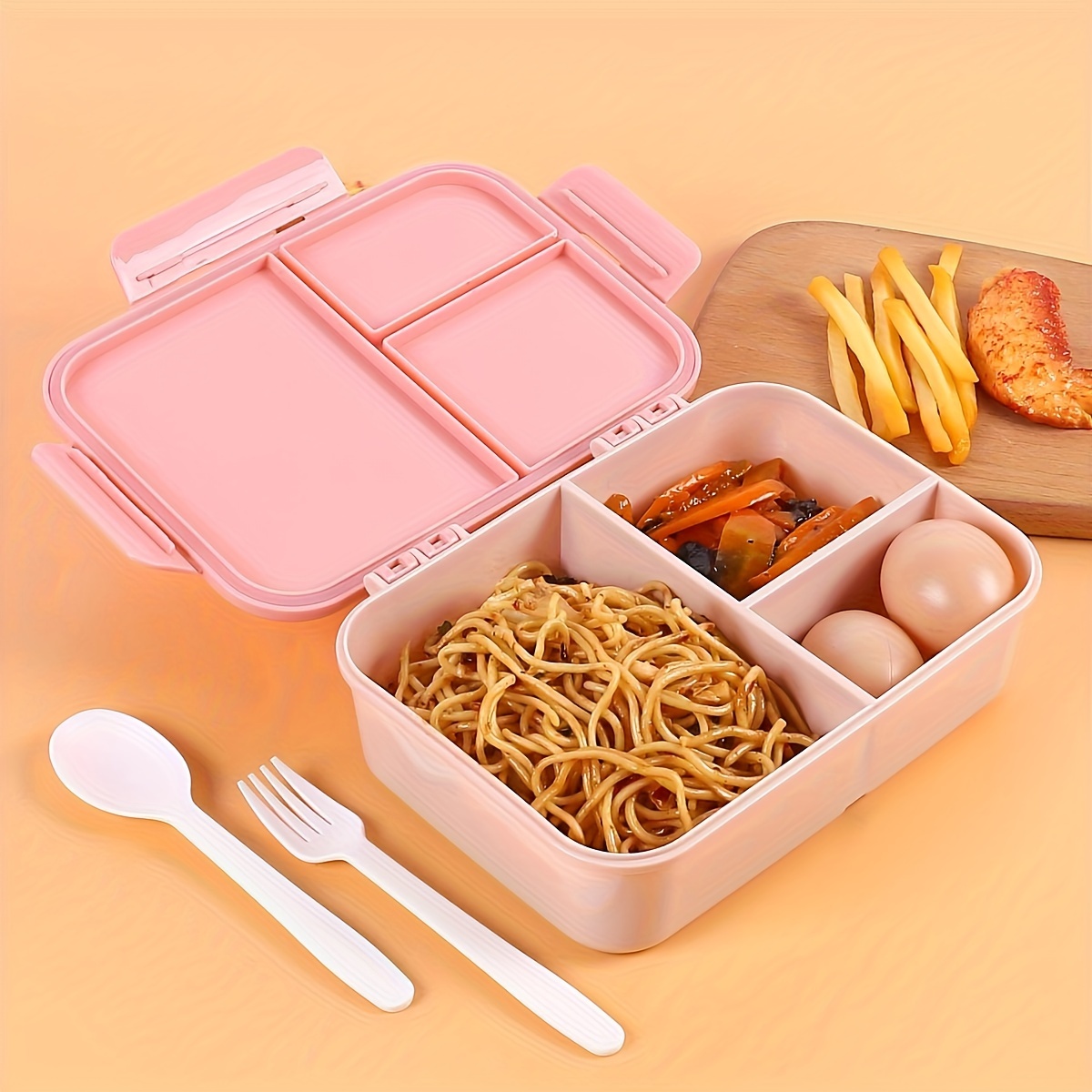Bento Lunch Box avec 3 compartiments, récipient étanche pour enfants,  adultes, adolescents, école, tasse, sac à lunch, cuillère, fourchette -  AliExpress