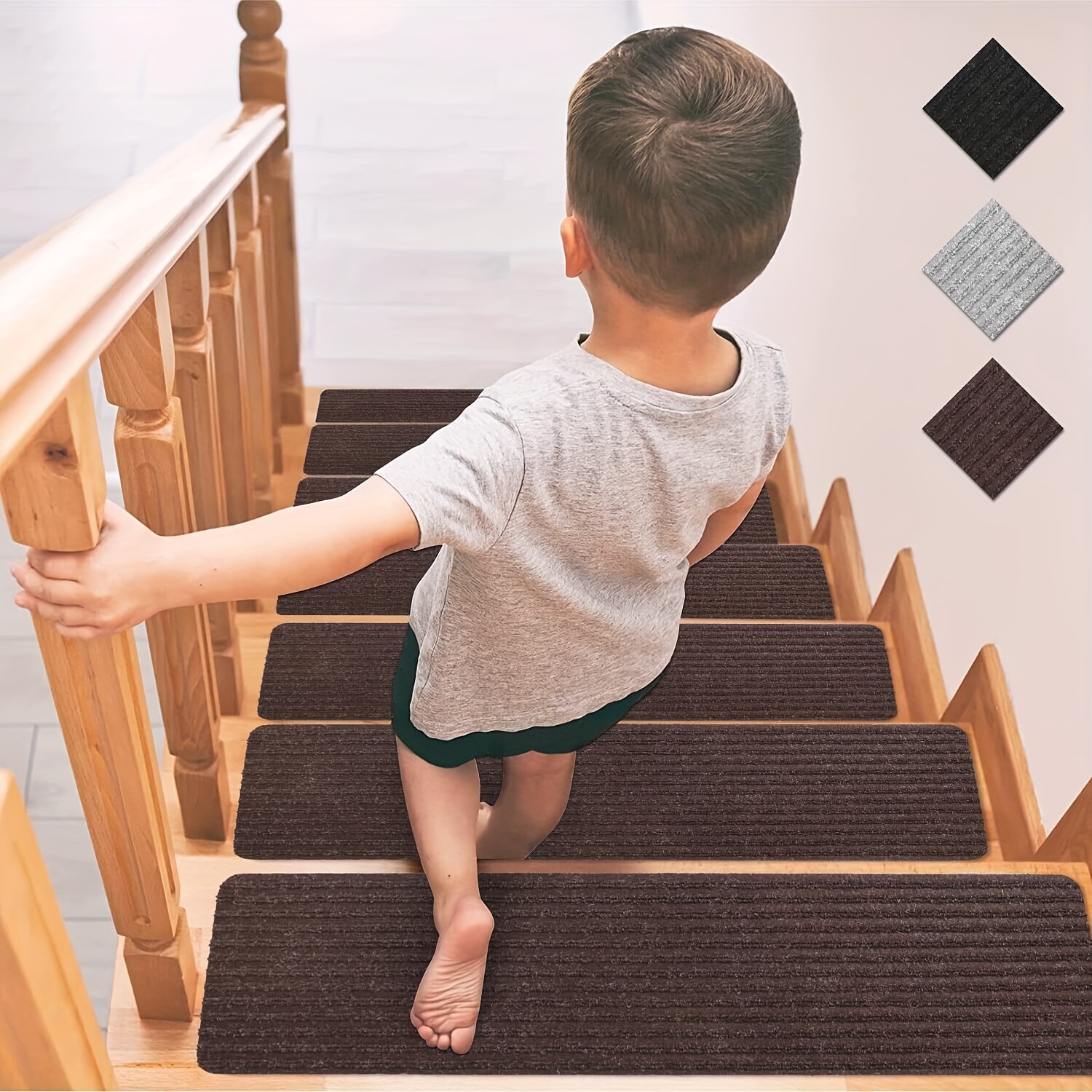 Rubber Stair Treads Non-Slip Step Mats for Stairs, Stairway Grips Strips  Runner, Reusable Staircase Step Carpet Treads for Wood Stairs, Black  (8X30, Set of 4): : Tools & Home Improvement