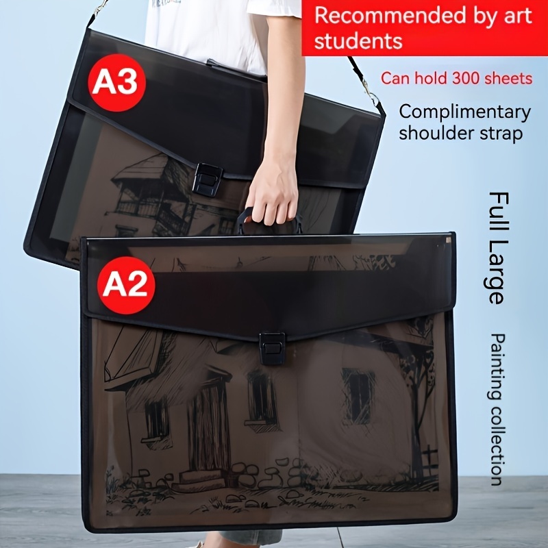 2pcs Large Art Portfolio With Handles File Bag Thickened Large-capacity  Transparent Art Portfolio - buy 2pcs Large Art Portfolio With Handles File  Bag Thickened Large-capacity Transparent Art Portfolio: prices, reviews
