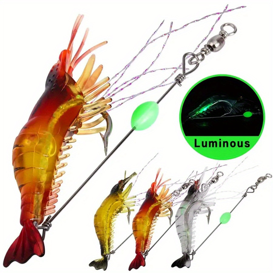 PROBEROS 5PCS Luminous Silicone Shrimp Baits 6g-12.5g-18.5g Bionic
