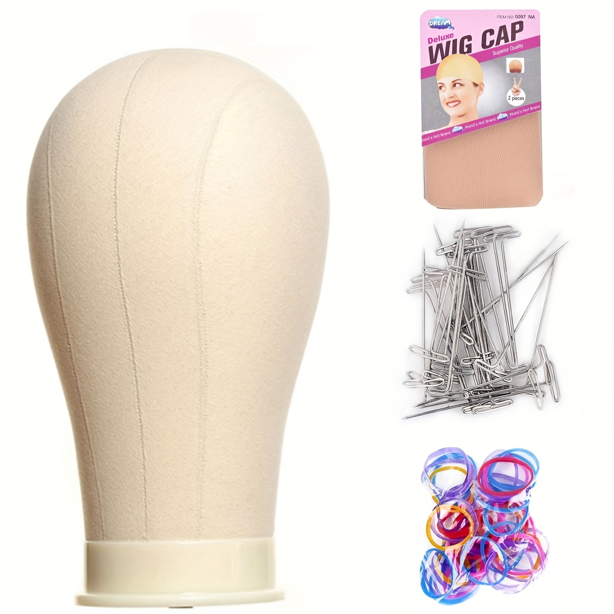 Plussign New Cork Canvas Block Head Mannequin Head With T Pins Stocking Wig  Cap 21 22 23 24 Inch Four Size Wig Making Head