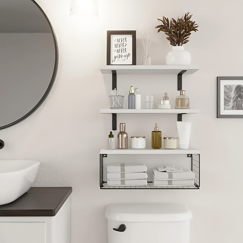 Thicker Bathroom Shelves Without Drilling Rustproof Aluminum - Temu