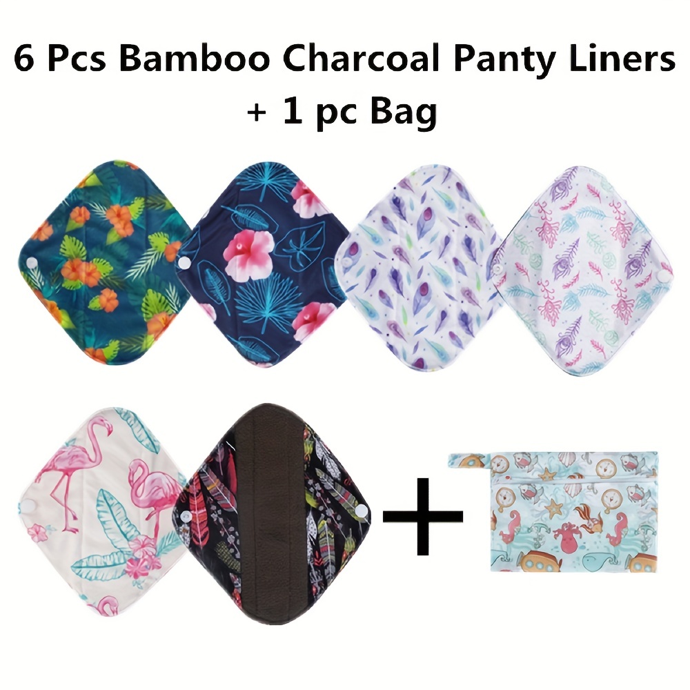 wegreeco 6 Pcs Reusable Menstrual Pads, Ultra Absorbent Cloth Pads for  Period, Sanitary Pads for Teens, Women, Nonslip Panty Liners + 1 Pc Wet Bag