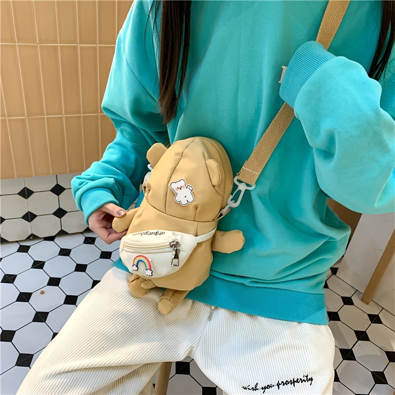 Cartoon Dog Shaped Shoulder Bag, Foldable Lightweight Zipper Crossbody Bag,  Cute Plush Phone Bag - Temu