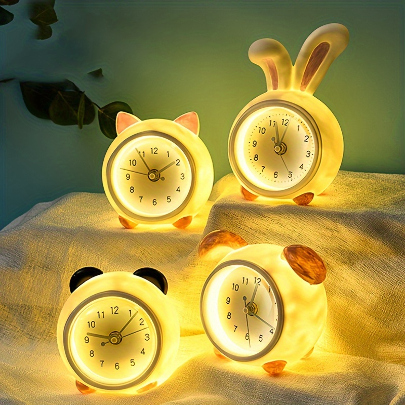 Reloj despertador infantil de color amarillo, reloj de puntero silencioso,  luz nocturna de doble campana, decoración del dormitorio, reloj