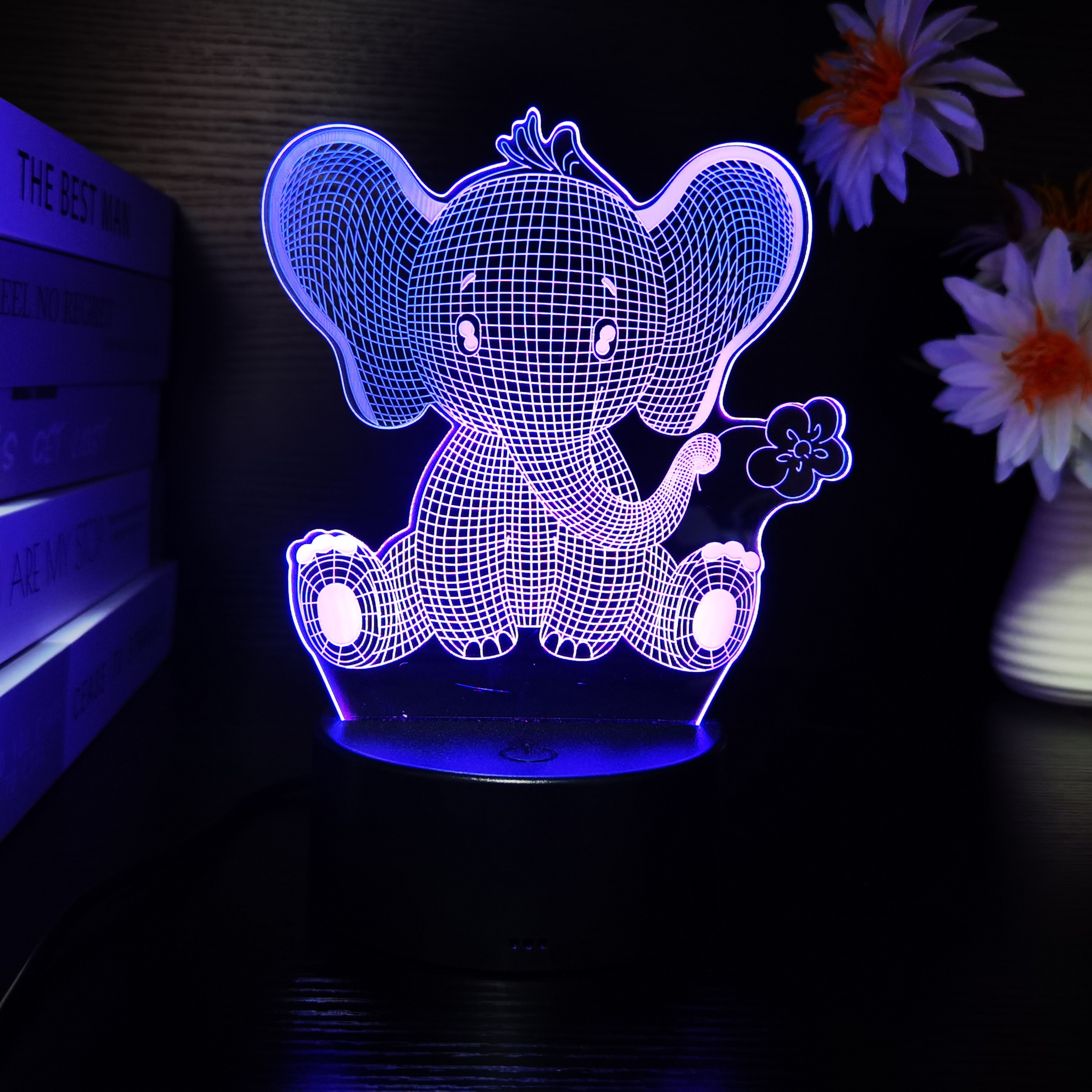 Luz nocturna 3D de elefante bebé LED personalizada / Cambio de 7