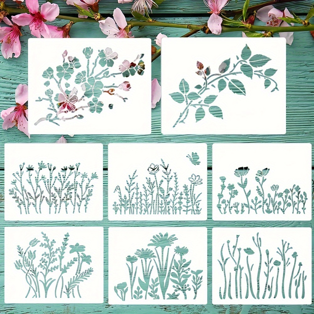 Wildflower Stencil for Painting Crafts Birth Month Flowers Stencils Paint  on Wood Card Making, Botanical Birthday Floral Herb Essential Art Stencils