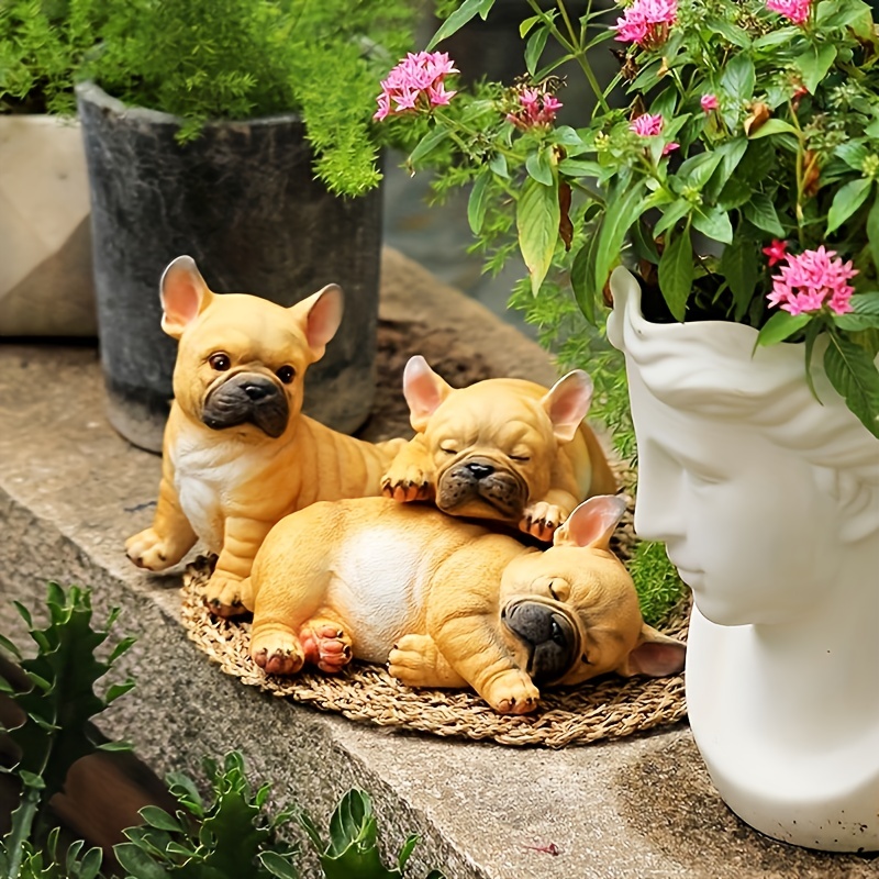 French Bulldog Gifts Garden Decor - Dog Statue Outdoor for Patio Garden  Lawn Decor,Frenchie Pet Memorial Sculpture, Lying Sleeping Dog Statue for