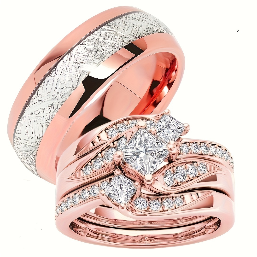Bridal Wedding Band Ring Inlaid Round Shape Shiny Zircon Sweet Proposal Ring  For Your Loved One - Temu