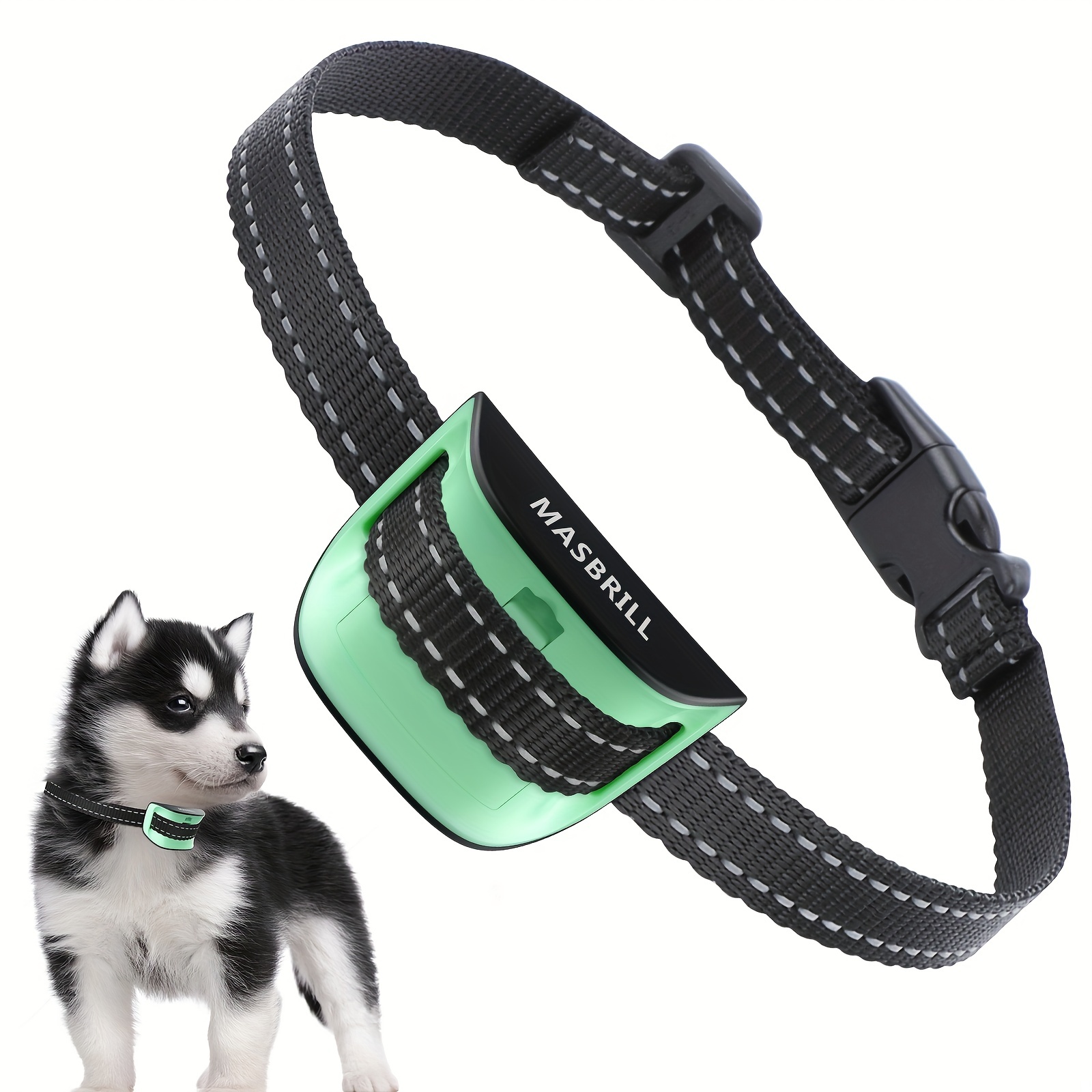 Masbrill - Collar para perro con luz LED, 100 % impermeable