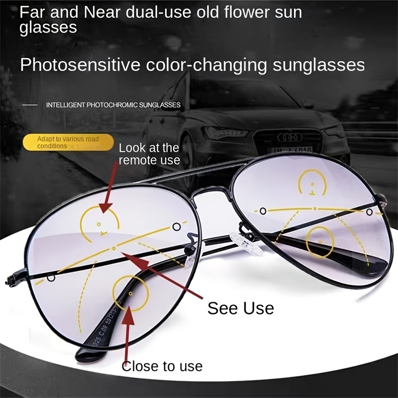 1pc Men's New Multifocal Glasses, Unisex High Quality Auto Adjusting  Rimless Glasses, Ideal choice for Gifts