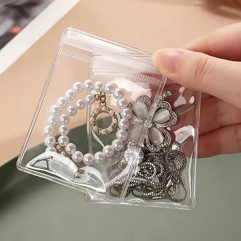 50pcs, PVC Anti Tarnish Jewelry Bags, Anti-oxidation Clear Jewelry Zipper  Bags,Jewelry Pouches Small Zipper Bags For Holding Earring Ring Necklace Jew