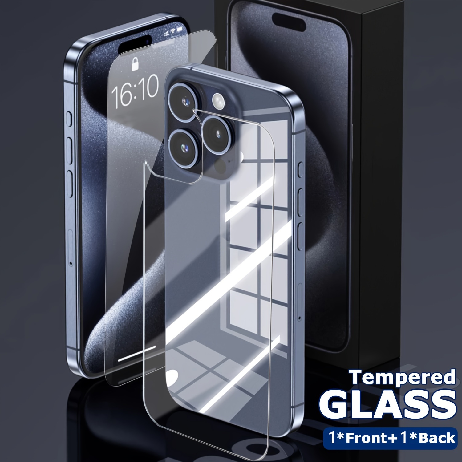 Para iPhone 14 Pro Max Protector de pantalla trasera 3D Fibra de carbono  Película protectora ultra fina - 2 paquetes-Transparente