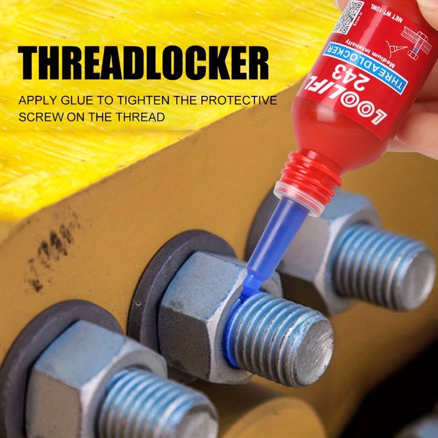 Thread Lock 1.69 Fl oz/50 ml Medium Strength 243, Lock Tight & Seal Nuts,  Bolts, Fasteners and Metals, Blue Threadlocker Against Losening and Leakage