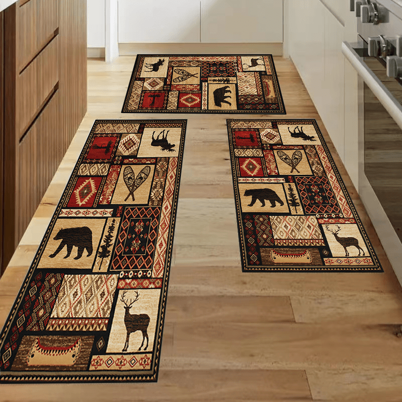 Indoor Funny Doormat for Entryway Brown Bear Welcome Mats for Front Door  Western Rustic Shoe Mat Cabin Decor Floor Mat Non-Slip Rug