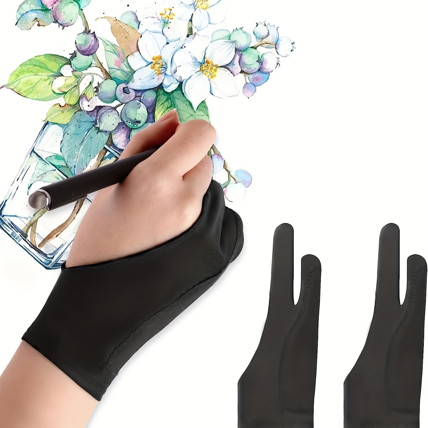 Veikk Drawing Glove Two-Finger Drawing Glove Lightweight Sweatproof Soft Glove for Veikk Graphics Tablet Graphic Monitor, Black