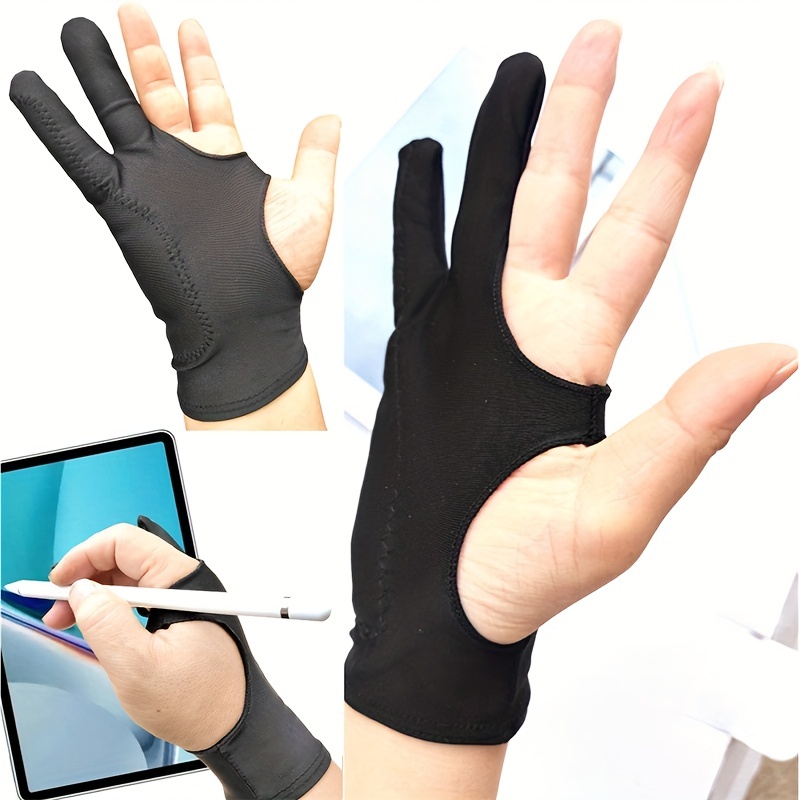  Artist Drawing Tablet Gloves Two Finger Graphics Painting Glove  Free Size Creative Both Right and Left Hand 4 Pack Black Blue : Electronics