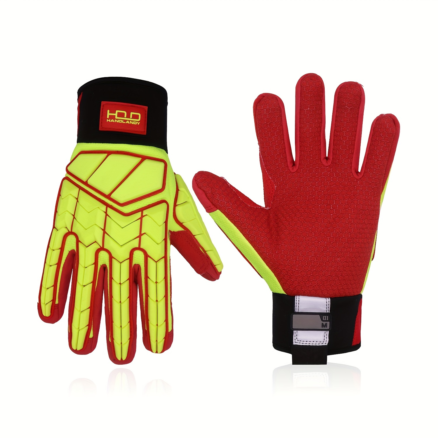 Handlandy Anti Vibration Gloves, SBR Padding, TPR Protector Impact Gloves, Men Mechanic Work Gloves, Medium, Men's, Size: One size, Red