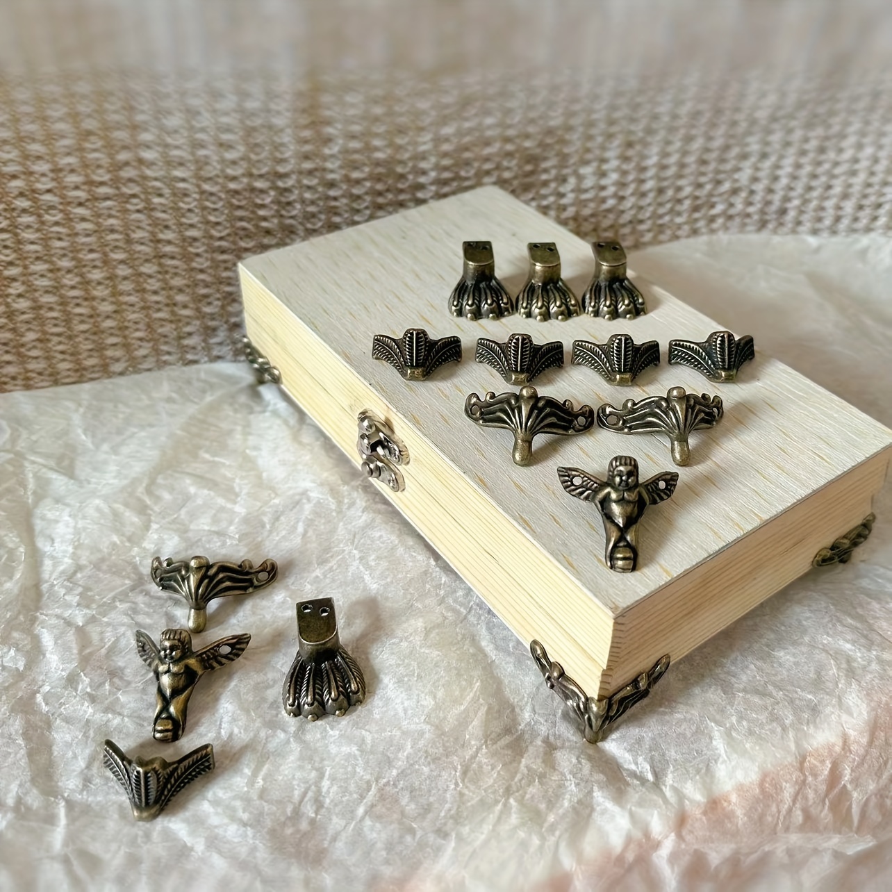 VOSAREA Cajas de madera vintage del cofre del tesoro: troncos decorativos  pequeños antiguos