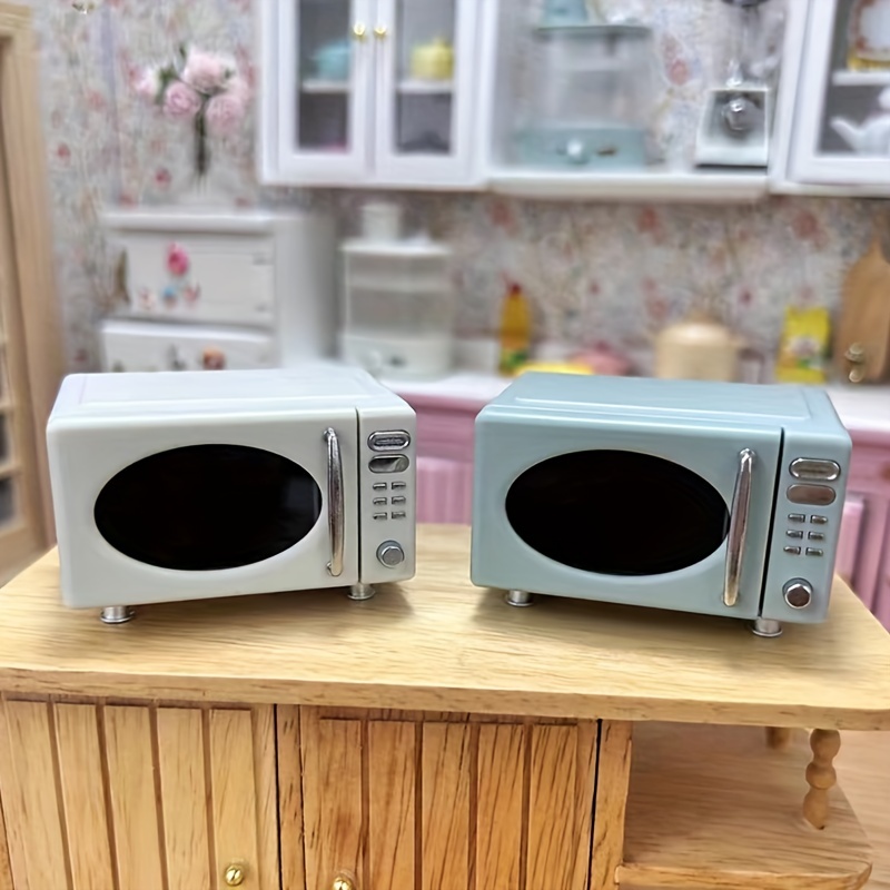 Dollhouse Oven Mini Microwave Role Play Simulation Kitchen Furniture Appliance 1/12 for Micro Landscape Birthday Accessories Gift Oranments White