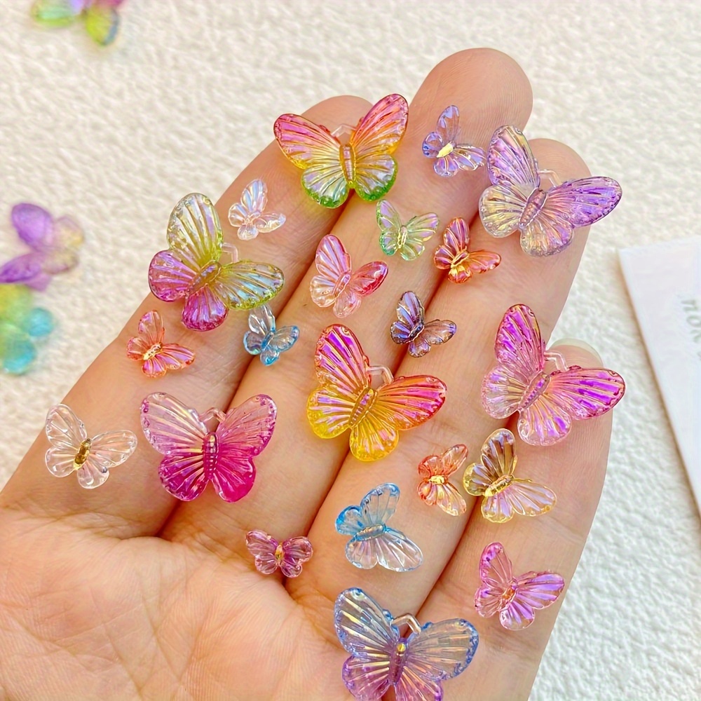 3d Resin Butterfly Bear Nail Charms Rose Flower Peach Skirt - Temu