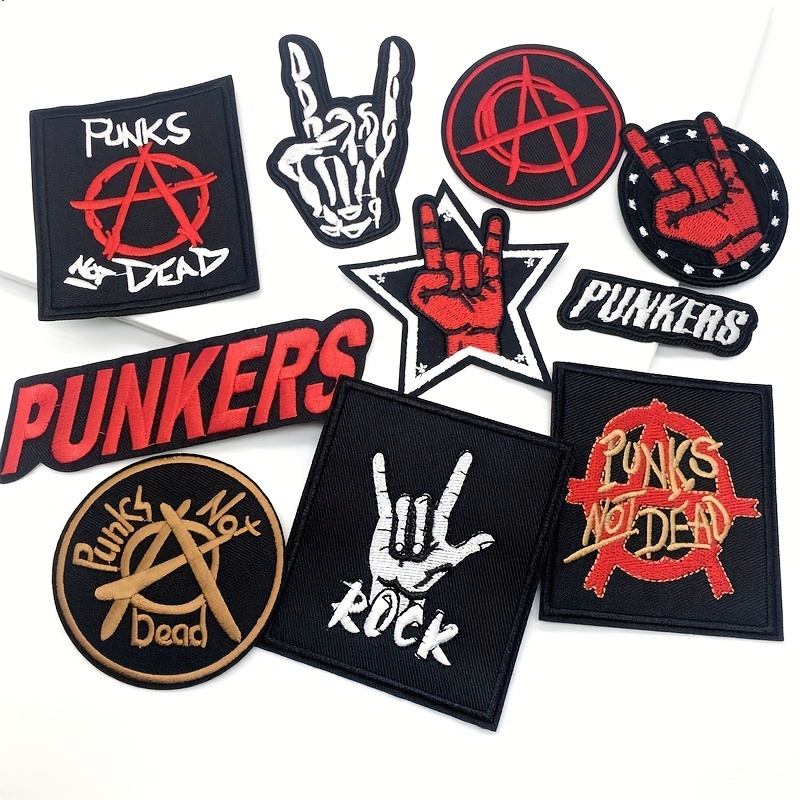 Hippie Patch Embroidered Patches For Clothing Punk Skull Stripes Iron On  Patches On Clothes DIY Hook Loop Badges On Backpack