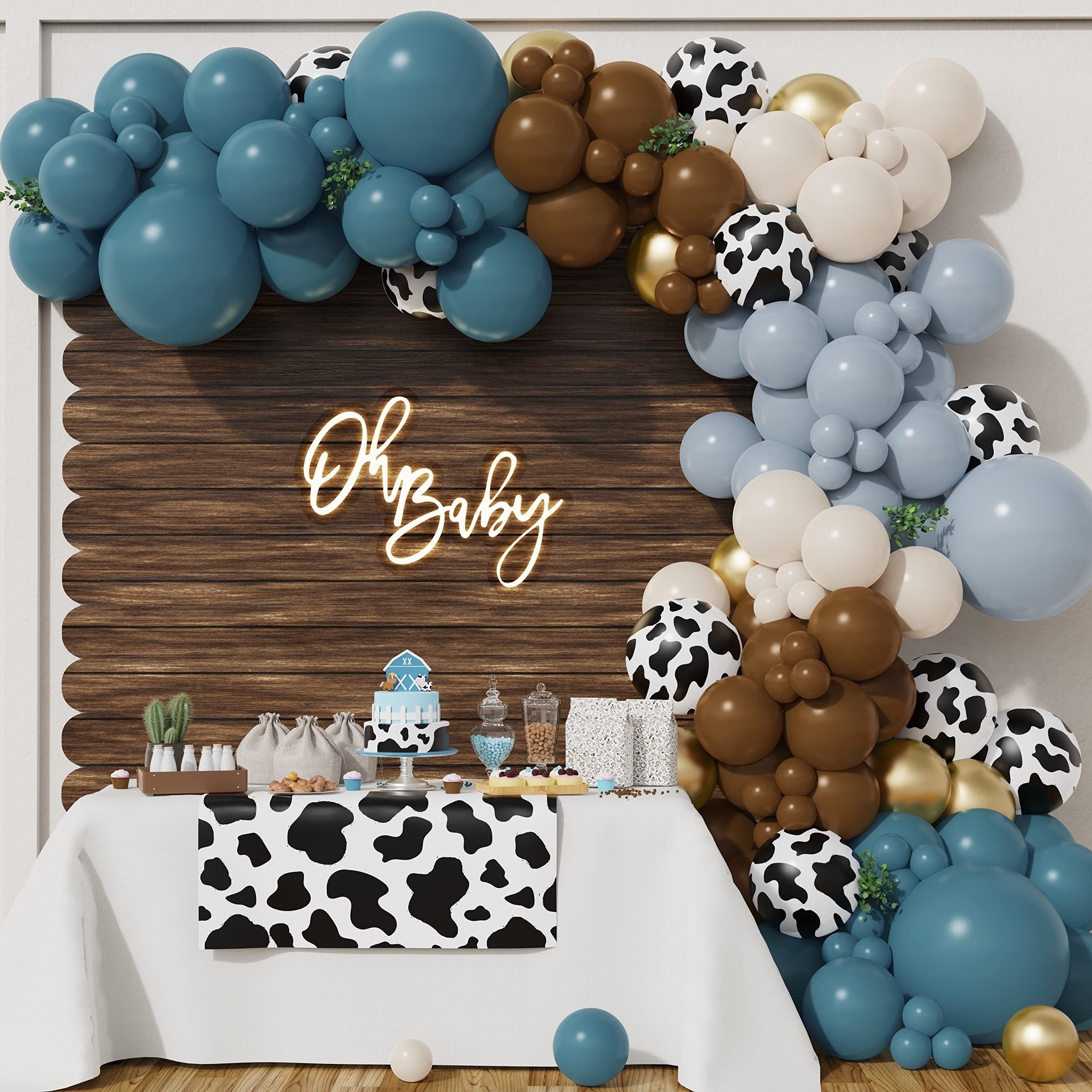 Gender Reveal Party Supplies - (90 Pieces) Baby Gender Reveal Decorations  Kit,Baby Shower Decorations,Boy or Girl Pennants, Black question mark  balloon, balloons, paper towels, dinner plates, cups, at 