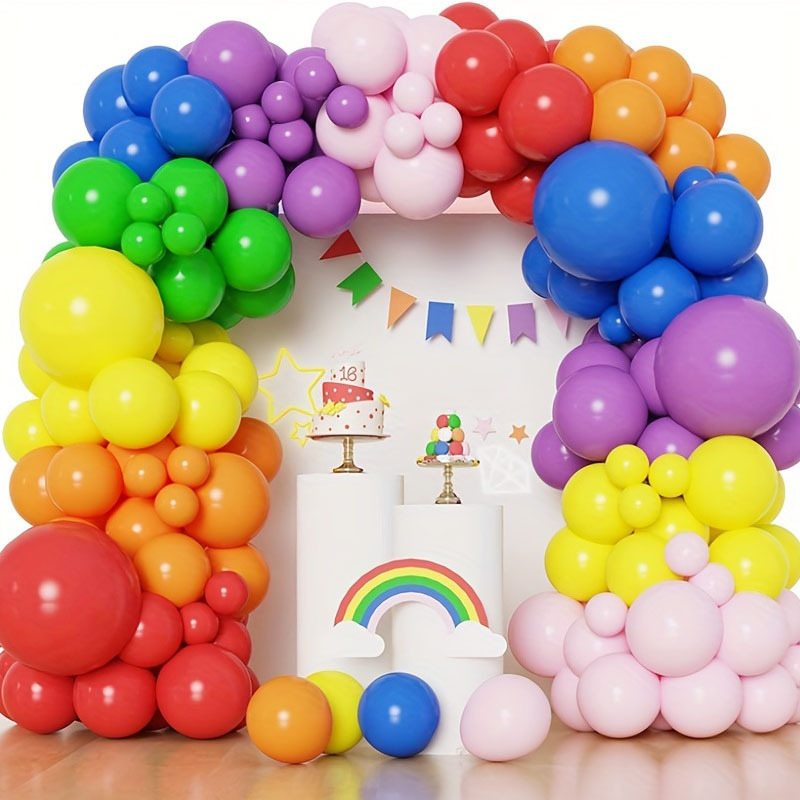 House of Party Rainbow Balloon Arch Kit -135 Pcs Colorful Pride Balloons Included for Balloon Garland, Arch, and Fiesta Decorations - Perfect for