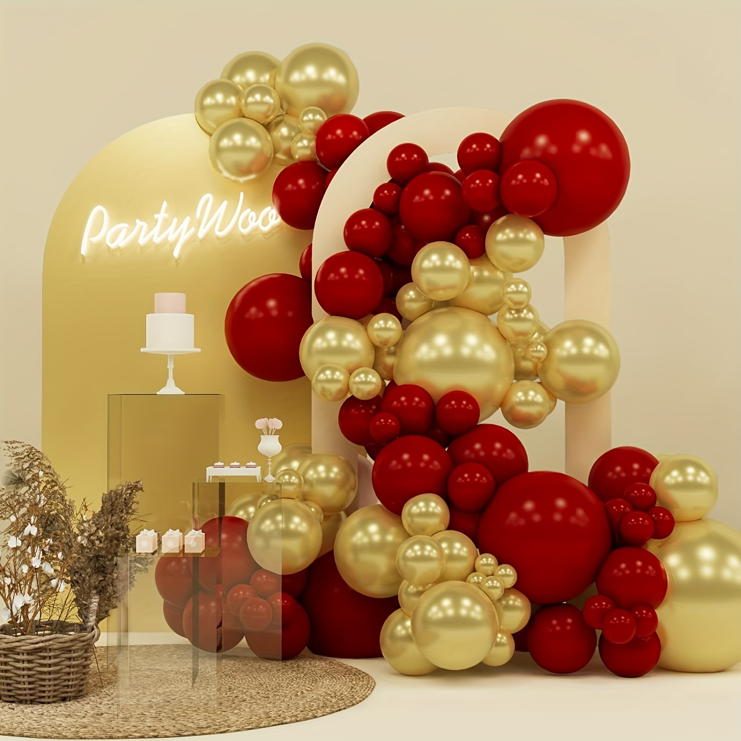 PartyWoo Burgundy Black Balloons, Red and Black Balloons, Gold Black and  Red Balloons, Burgundy Balloons, Metallic Gold Balloons for Red and Black