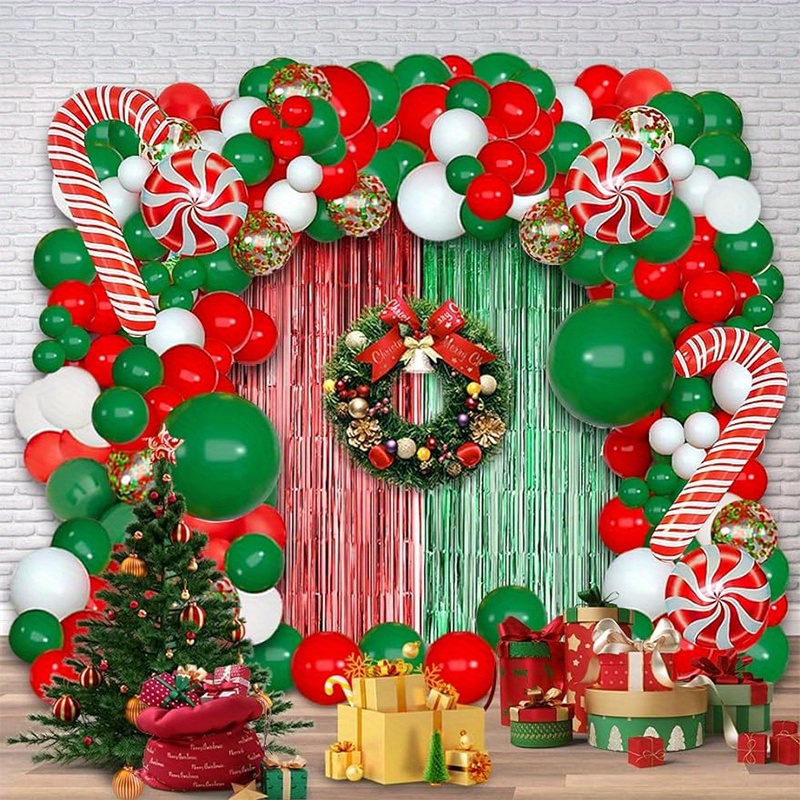 Kit d'arche de Ballons de Noël 125 pièces Guirlande de Noël avec Ballon de  Noël Rouge Vert, Ballons de Aluminium Bonbons Canne à Sucre Boîte-Cadeau la