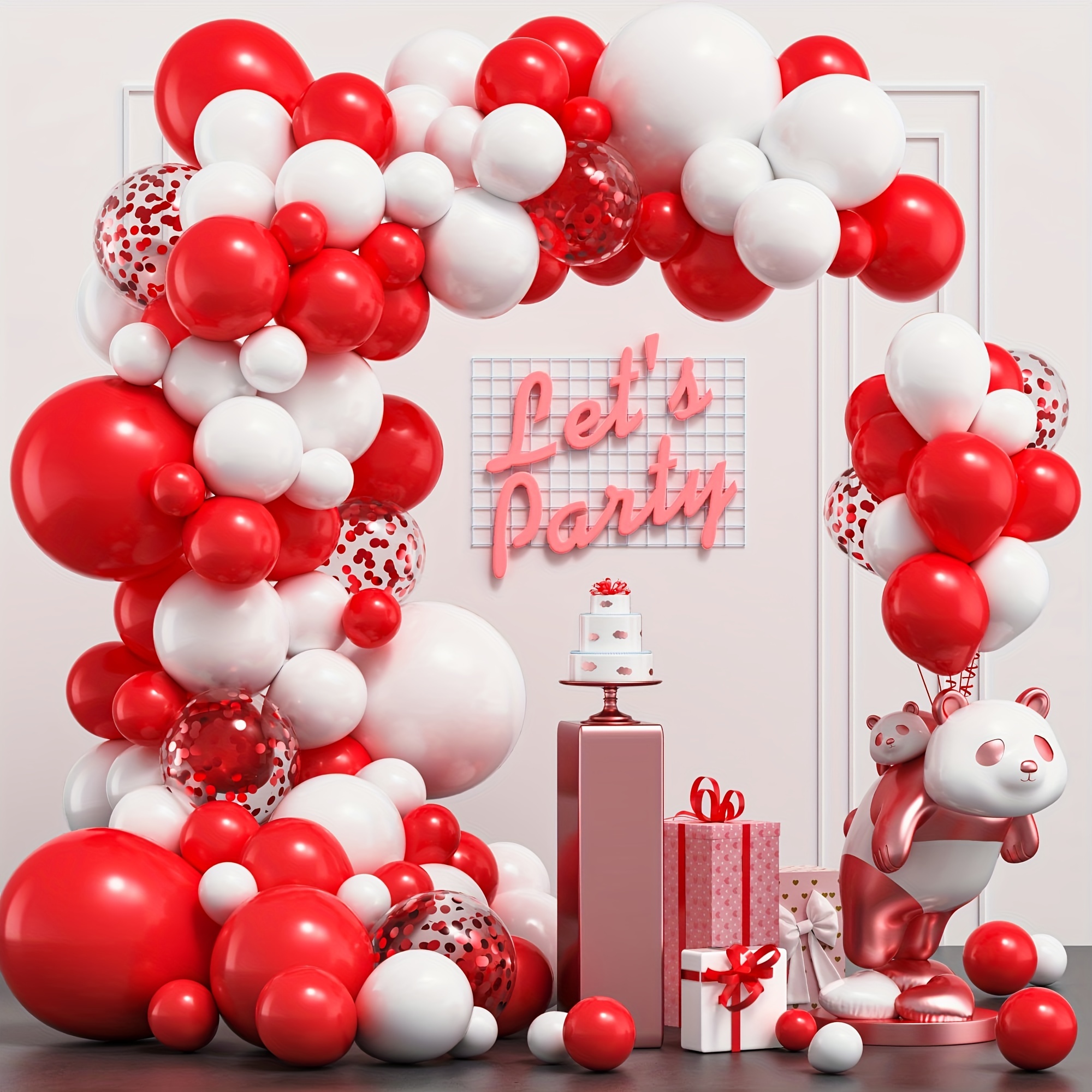 Juego Globos Dorados Rojos 112 Piezas, Adecuado Decoración Casa