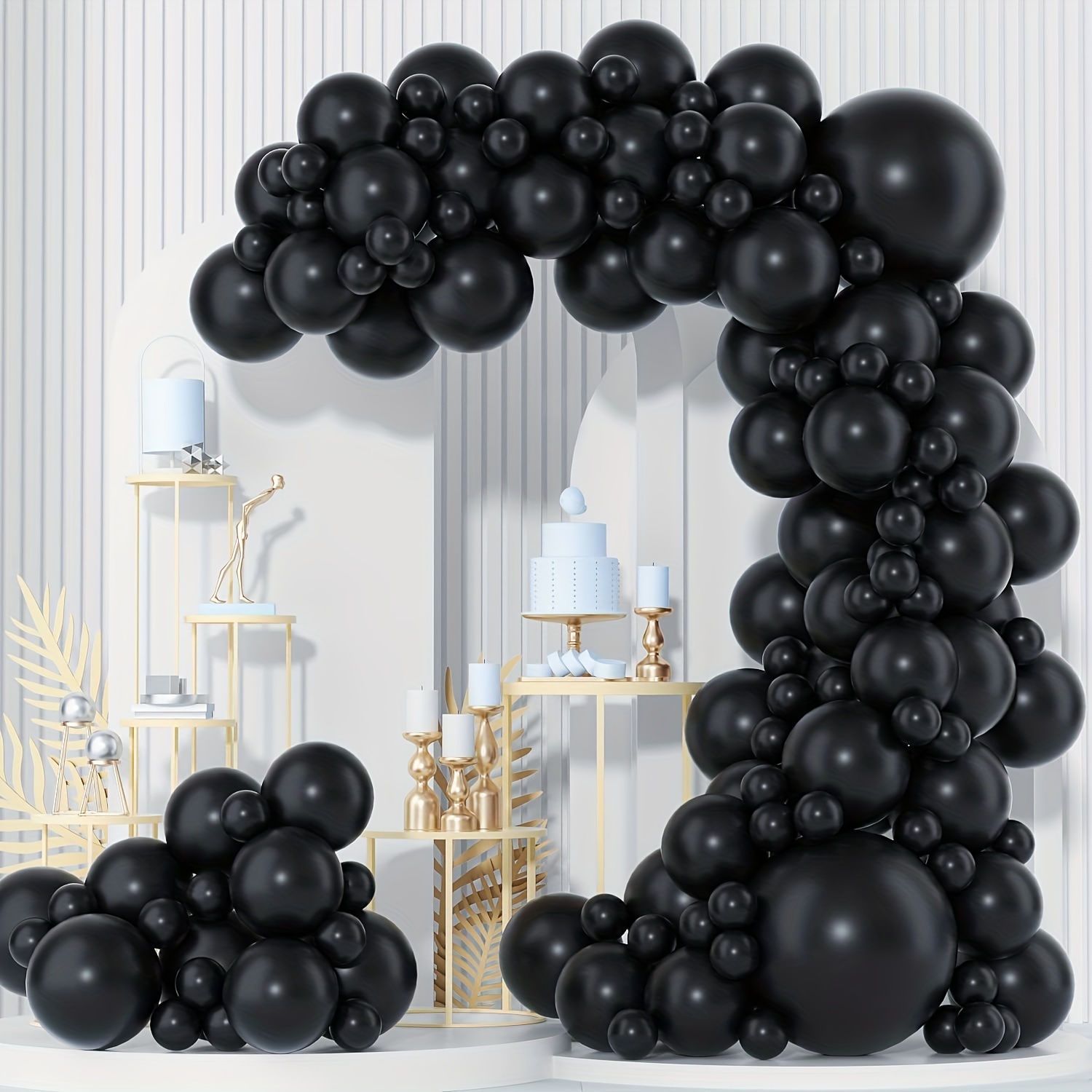 Birthday Party Decorations Balloons Kit, Black and Silver Luxury