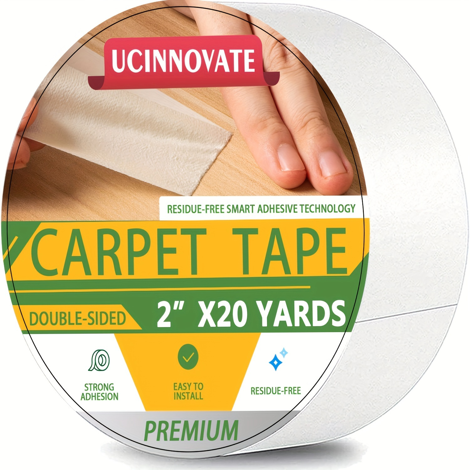 4Pcs Carpet Tape Double Sided - Rug Tape Grippers for Hardwood Floors and  Area Rugs - Carpet Binding Tape Strong Adhesive and Removable, Adhesive  Anti-slip Non-woven , Residue Free 