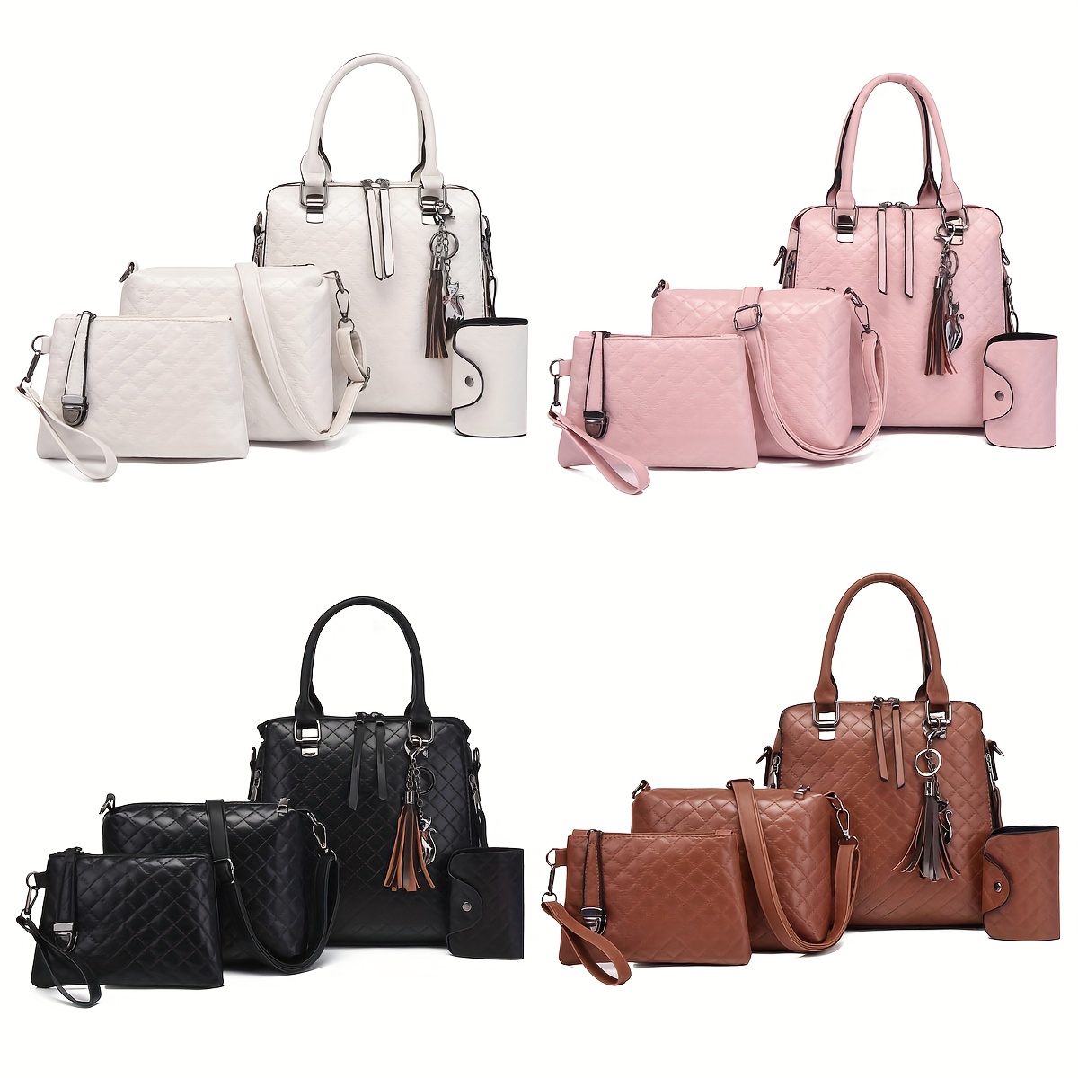 6pcs Conjunto Bolsas Huecas Moda Mujeres Bolso Mano Color - Temu