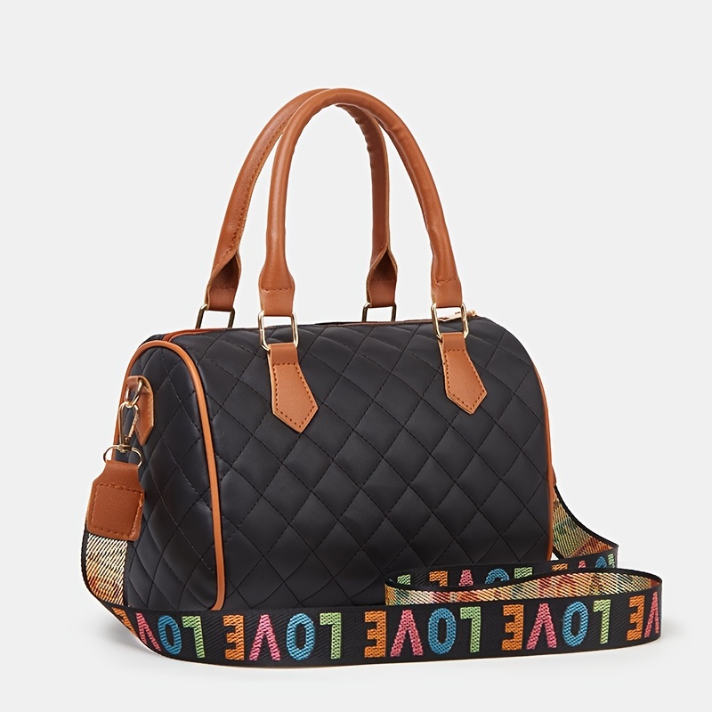 Geometric Quilted Boston Bag