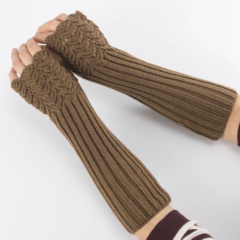 Botao Womens Cashmere Knit Arm Warmer Elbow Length Thumb Hole