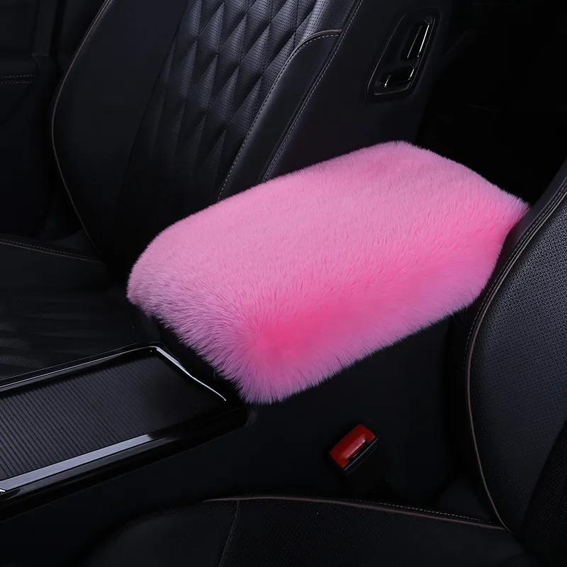 8 Pcs Pink Cute Car Accessories Set Includes Fluffy Steering Wheel Cover 2  Pcs Seat Belt Shoulder Pads Auto Center Console Pad 2 Pcs Cup Holders 2 Pcs