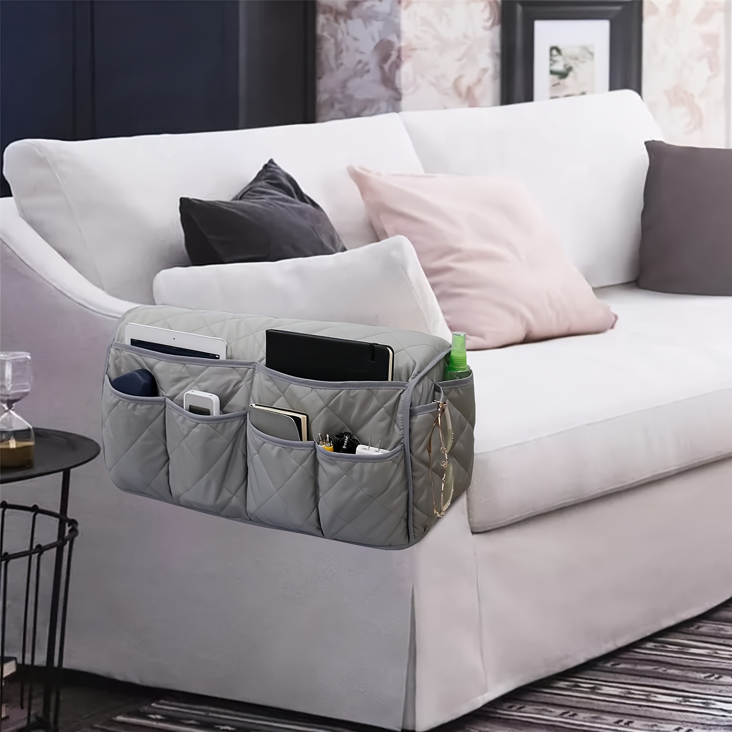 Organizador de objetos para sillón o cama