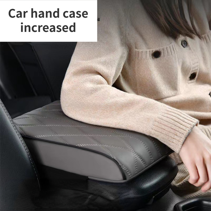  Lingland - Caja de apoyabrazos universal para coche de piel  sintética y espuma de memoria envuelta en la caja de apoyabrazos para coche,  transpirable, con bolsa de almacenamiento para el teléfono (