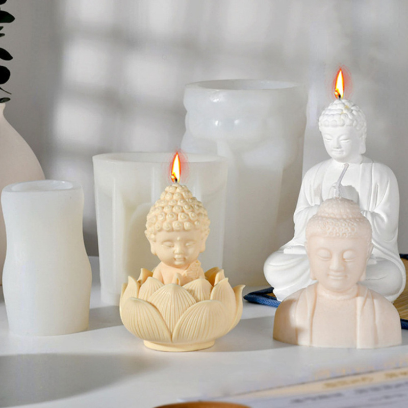 Buddha Candle Molds Mini Buddha Sculpture Molds Statue Silicone Molds  Handmade Scented Soap Wax Mold Silicone Mold for Soap, Soy Wax Candle,  Lotion