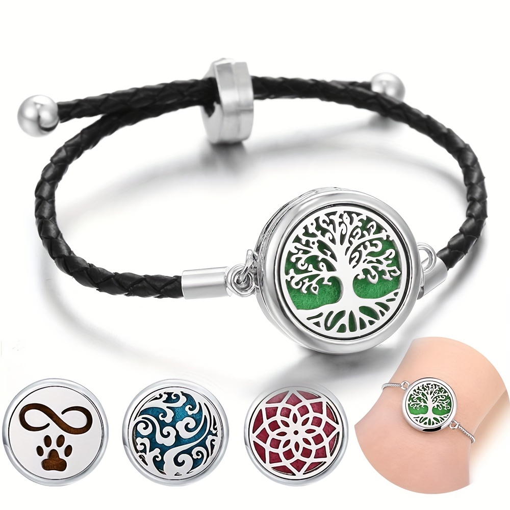 Newest Mens Aromatherapy Essential Oil diffuser locket bracelet leather  brand with free pads - AliExpress