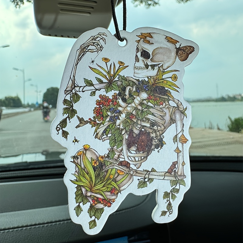 Cute Car Air Fresheners Dashboard Decorations for Men Women, Vintage Skeleton Car Decor Accessories, Auto Office Home Aromatherapy Essential Oil