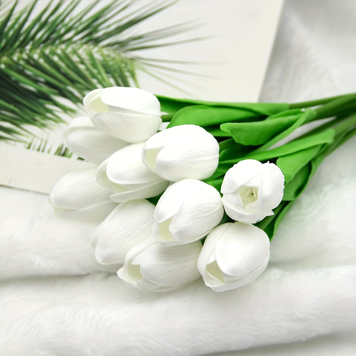 5 Flores Artificiales Tulipanes Blancos Arreglos Florales - Temu