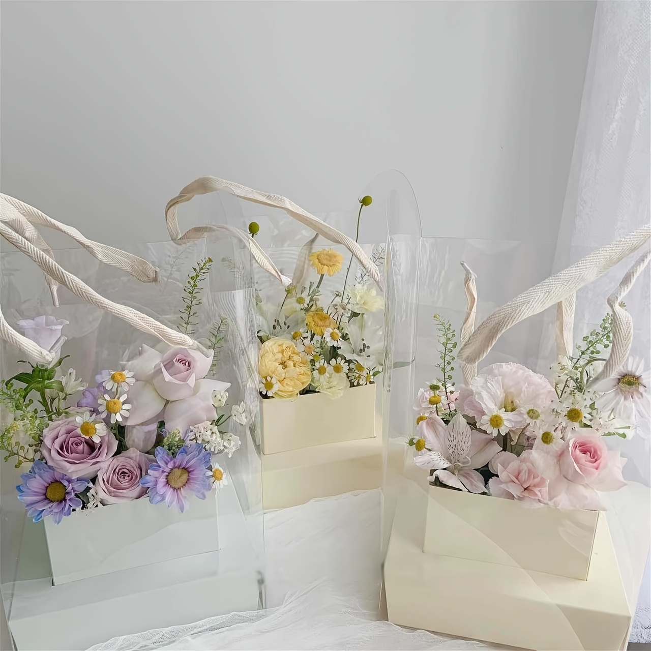 Flowers Storage Bucket Portable Round Fabric Flower Gift - Temu