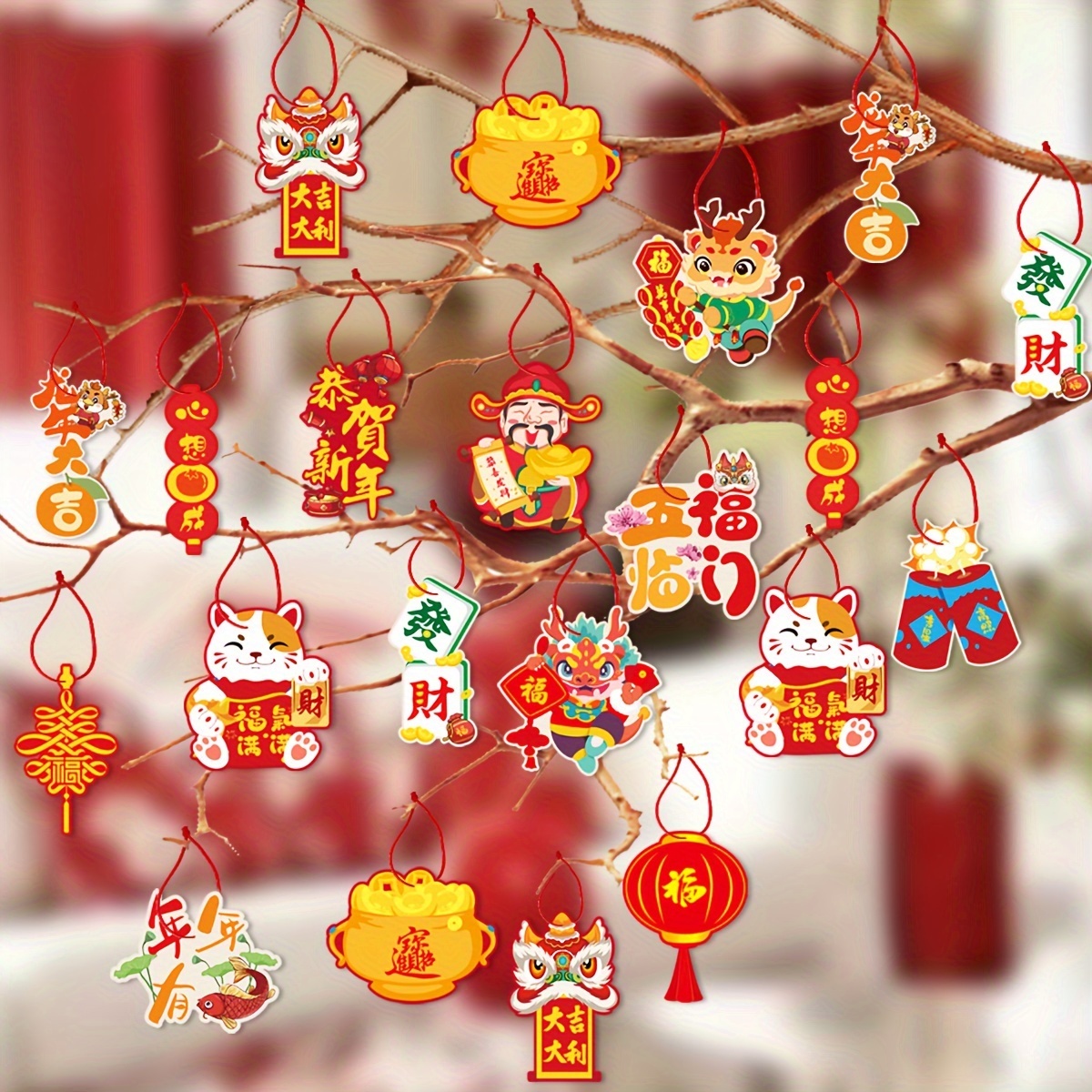 16pcs/set New Year Decorations Lucky Tree Pendant, Suitable For Chinese  Holiday Decorations 2024 Spring Festival New Year Pendant Decoration  Elevator