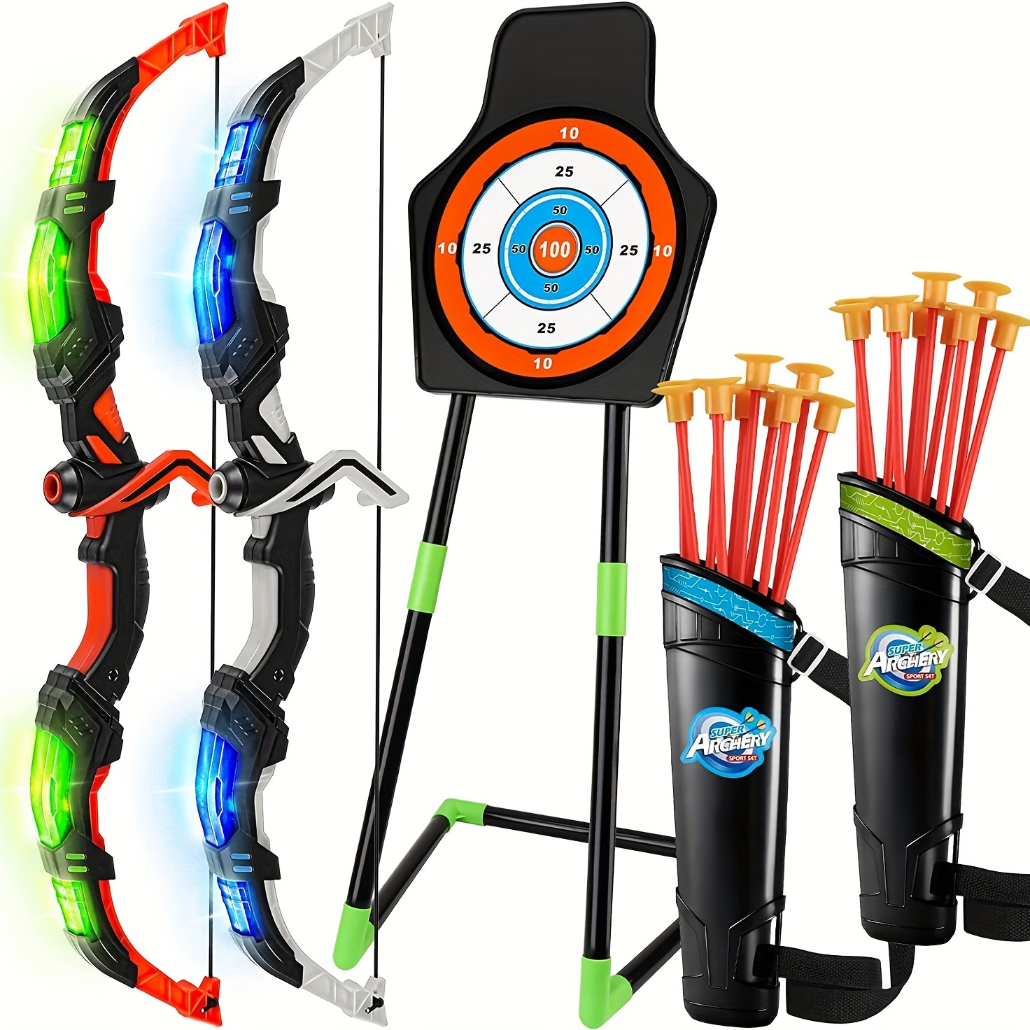 Bow and Arrow Toys with LED Light Up Archery, Birthday Gift for Boys 5 6 7  8 9 10 11 12 Year Old, Christmas Indoor Outdoor Activity Toy for Kids 6-8