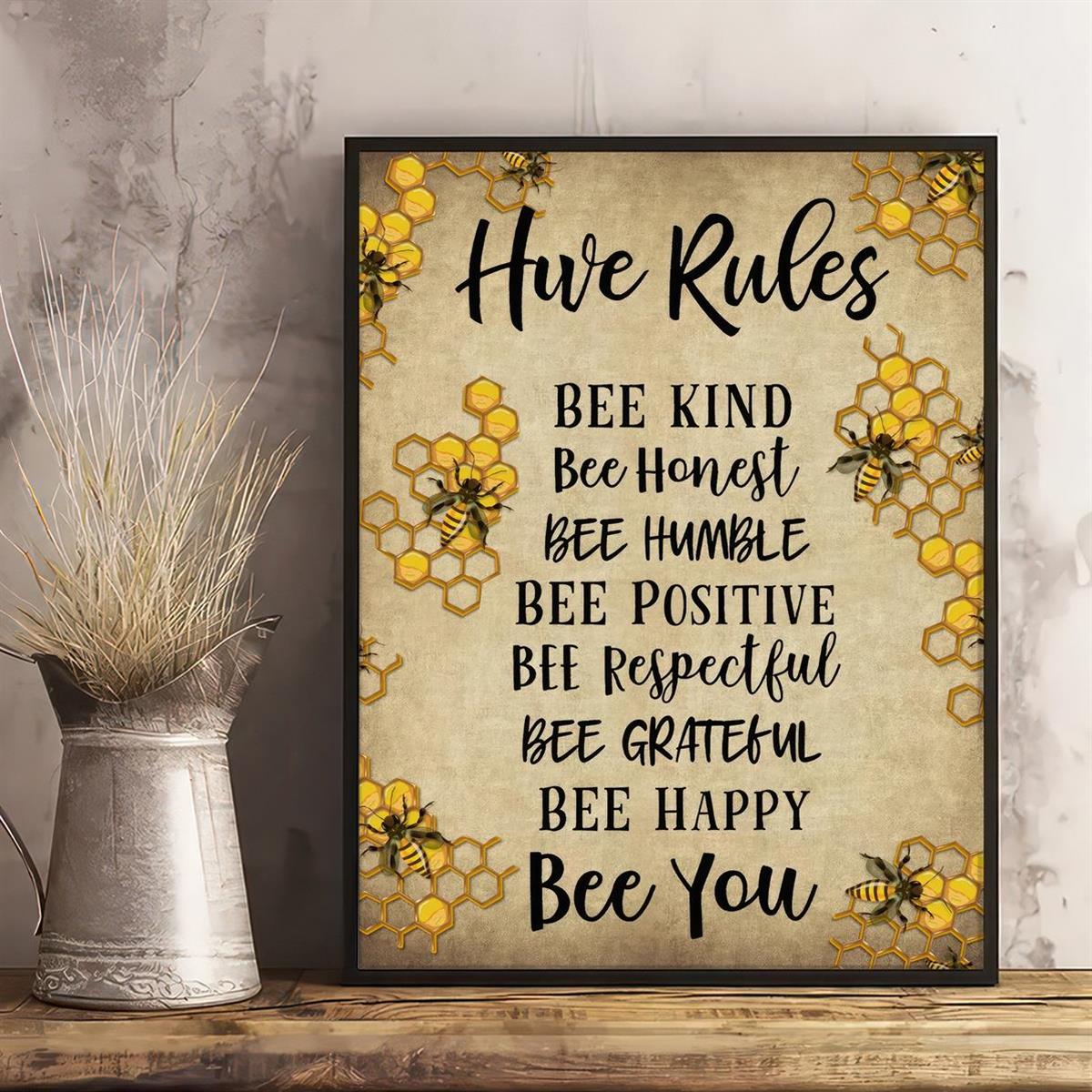 Silly Goose Gifts Home Is Where Your Honey Is - Art Print Watercolor Design  Wall Room Home Bathroom Decor Set - Bee A Nice Human (Bathroom Wall