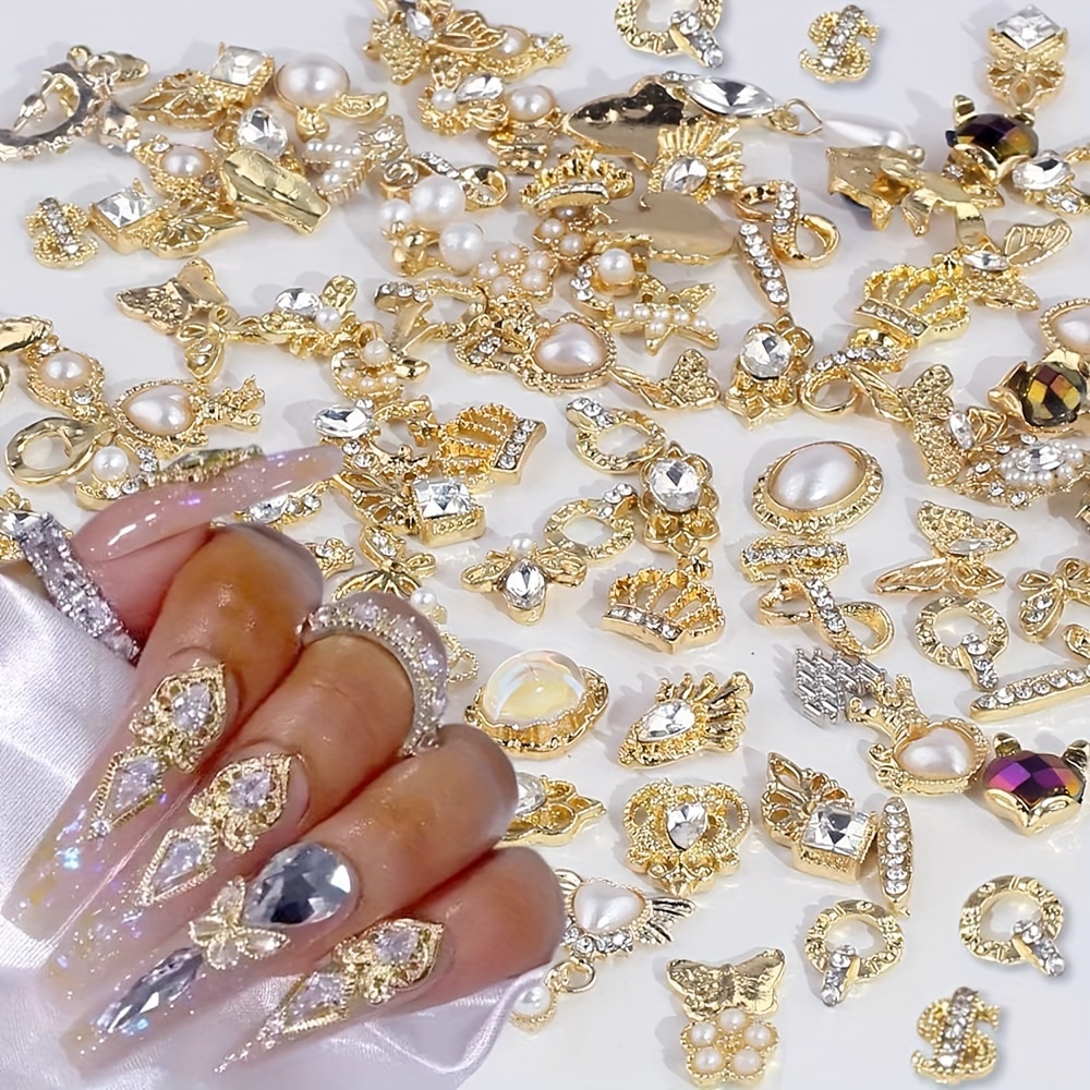 Luxury Alloy Nail Rhinestones Gems Charms Kit Colorful - Temu