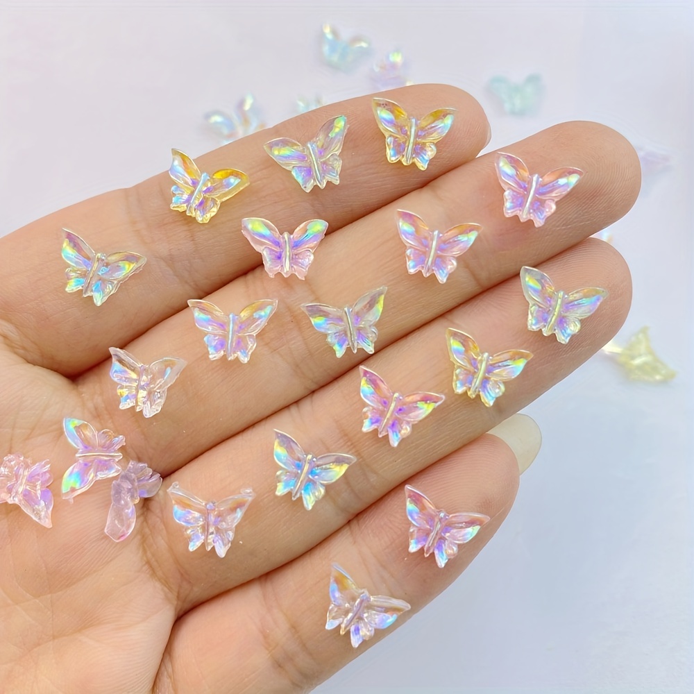 30pcs Random Gold/Silvery Nail Charms Luxury Zircon Nail Rhinestones 3D Alloy Flower Butterfly Nail Art Charms Metal Snake Rabbit Heart Charms for
