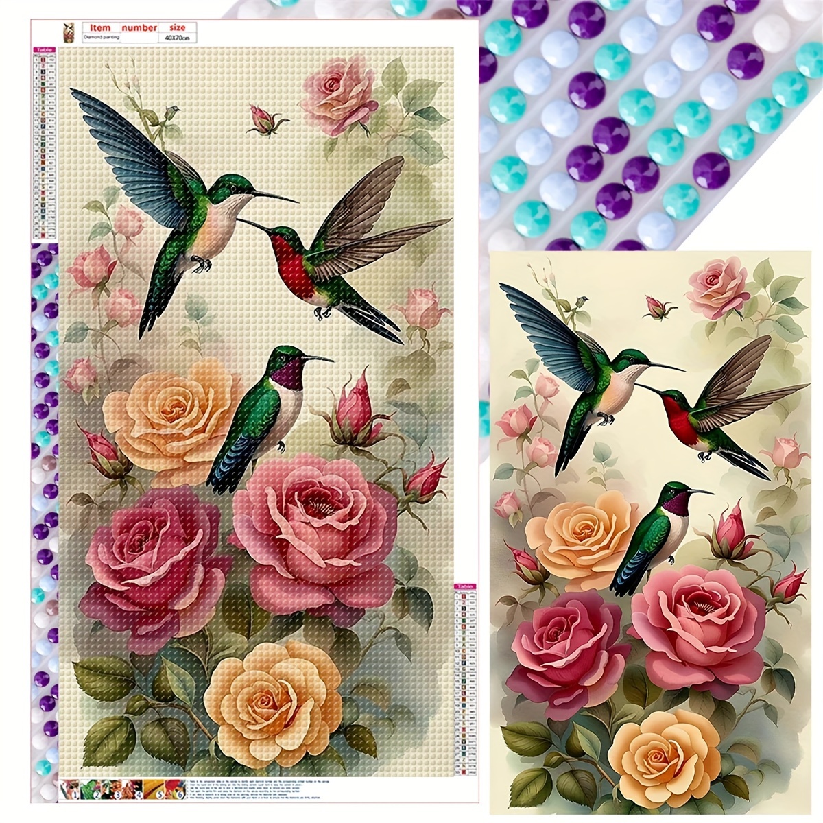 Hummingbird On Flowers Pattern Rhinestones Diamond Painting - Temu Mexico